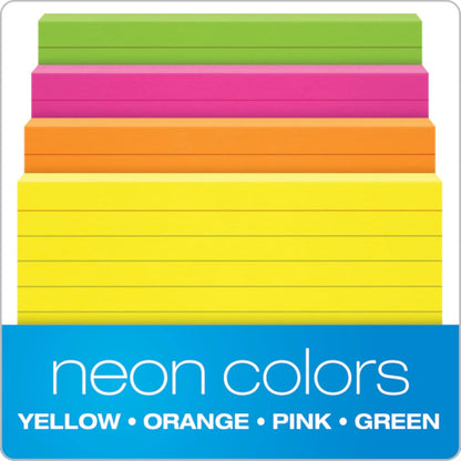 Oxford Neon Index Cards, 3" x 5", Ruled, Assorted Colors, 300 Per Pack (81300EE)