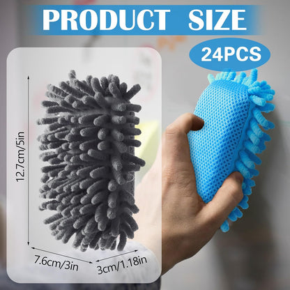 Sherr 24 Pcs Magnetic Whiteboard Eraser School Erase Erasers Microfiber Washable White Board Eraser for Chalk Classroom Home Office(Blue,Gray)