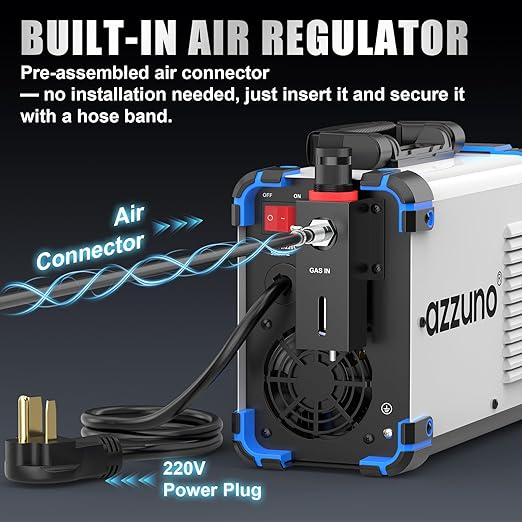AZZUNO Plasma Cutter 65Amps, Non-Touch Pilot Arc, 110/220V Dual Voltage Large LED Display Plasma Cutting Machine, IGBT Inverter Air Sensor Technology, Max Cut 1" Plate/Mesh Cutting