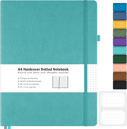 Dotted Journal, Hardcover Notebook 8.5 x 11, Dot Grid Notebook Journal for Women, Men, Large Leather Journals for Writing, Bullet, No Bleed Thick Paper, A4 Notebooks for Work, School, Notes, Teal