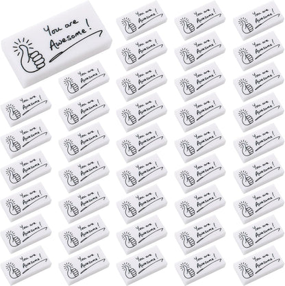Fuutreo 100 Pcs Welcome Back to School Gifts for Students Inspirational Pencil Erasers Bulk You are Awesome White Cute Fun Erasers First Day of School Gifts Classroom Prizes from Teachers