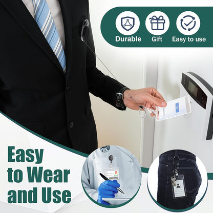 Honoson 20 Pcs Heavy Duty Retractable Badge Reels Batch ID Badge Holder Retractable Clip Bulk Key Holder with Ring for Office Worker Employee, Doctor Nurse Gifts (Black)