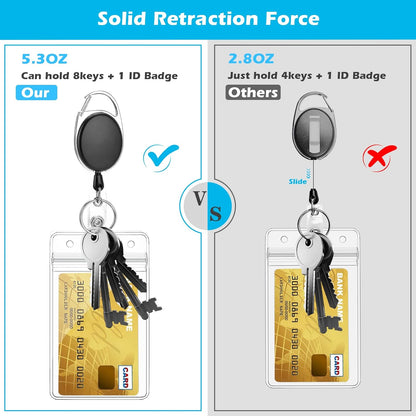 50 Pack Retractable Badge Reel with Carabiner Belt Clip and Key Ring Retractable ID Badge Holders for Office Worker Doctor Nurse