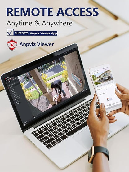 Anpviz 4K PoE IP Camera Outdoor, 8MP Smart Dual Light Turret Camera, Human/Vehicle Detection, 2.8mm Lens Wide Angle, Full Metal Housing, Built-in Mic, 120dB WDR, IP67 Waterproof, No Adapter