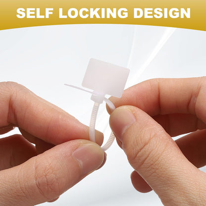 uxcell 100 Pcs Cable Label Marker Tags, Nylon Cable Zip Tie Tags 4.3 Inch Writable Self-Locking Wire Labels Zip Ties for Organization Marking, White