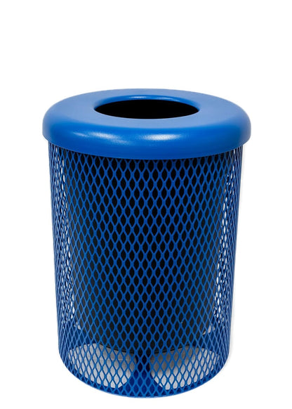 RFT-TXTLBL Heavy Duty Round Trash Receptacle with Flat Top, Liner Included, 32 Gallon, Textured Light Blue, Made in America