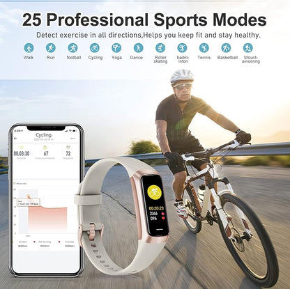 Fitness Tracker with 24/7 Heart Rate, Blood Oxygen Blood Pressure Sleep Monitor, Activity Trackers 5 ATM Waterproof,Step Calorie Counter Pedometer Health Smart Watch for Women Men Beige