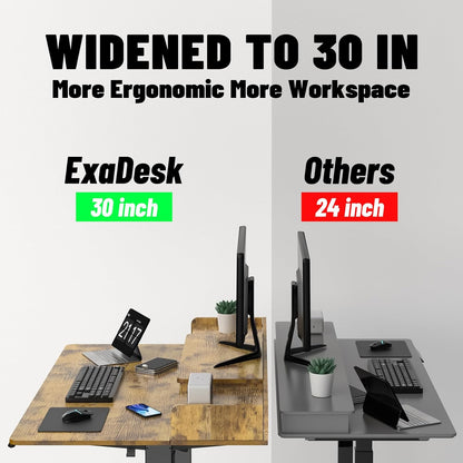 48 x 30 Inch Electric Standing Desk with 2 Drawers, Adjustable Height Widened Stand Up Desk with Storage, Sit to Stand Ergonomic Workstation for Home Office, Rustic Brown