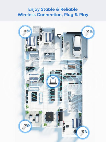 SANNCE 16CH 8MP NVR Wireless Security Camera System with 4 * 8MP Waterproof Surveillance IP Cameras,Dual-Band WiFi, H.264+ Video Coding, IP66 Outdoor Camera,Night Vision.