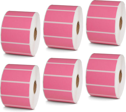 BETCKEY - 2.25" x 1" File Folder & Multipurpose Labels Compatible with Zebra & Rollo Label Printer,Premium Adhesive & Perforated[Pink, 6 Rolls, 9000 Labels]