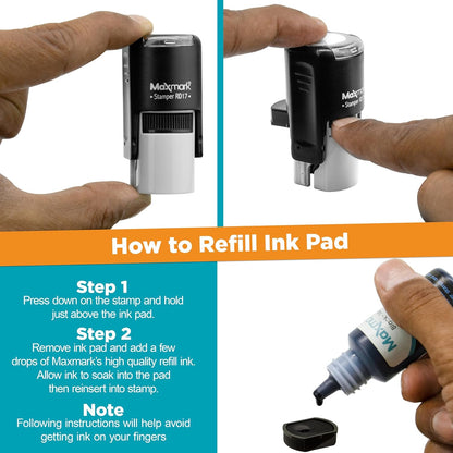 MaxMark Custom Round Self Inking Small Signature Stamp - 15 Colors to Choose