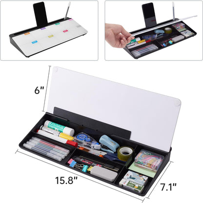 TSJ OFFICE Whiteboard Weekly Dry-Erase-Board - Desktop White Board Calendar Desk Organizers with Accessories Computer Keyboard Stand with Drawer, for Office, Home, School Supplies