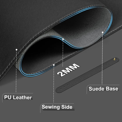 Large Leather Desk Pad 47.2" x 17", Non-Slip PU Mat Protector, Waterproof Blotter, Large Mouse Keyboard Mat, Office & Home Cover (Black)