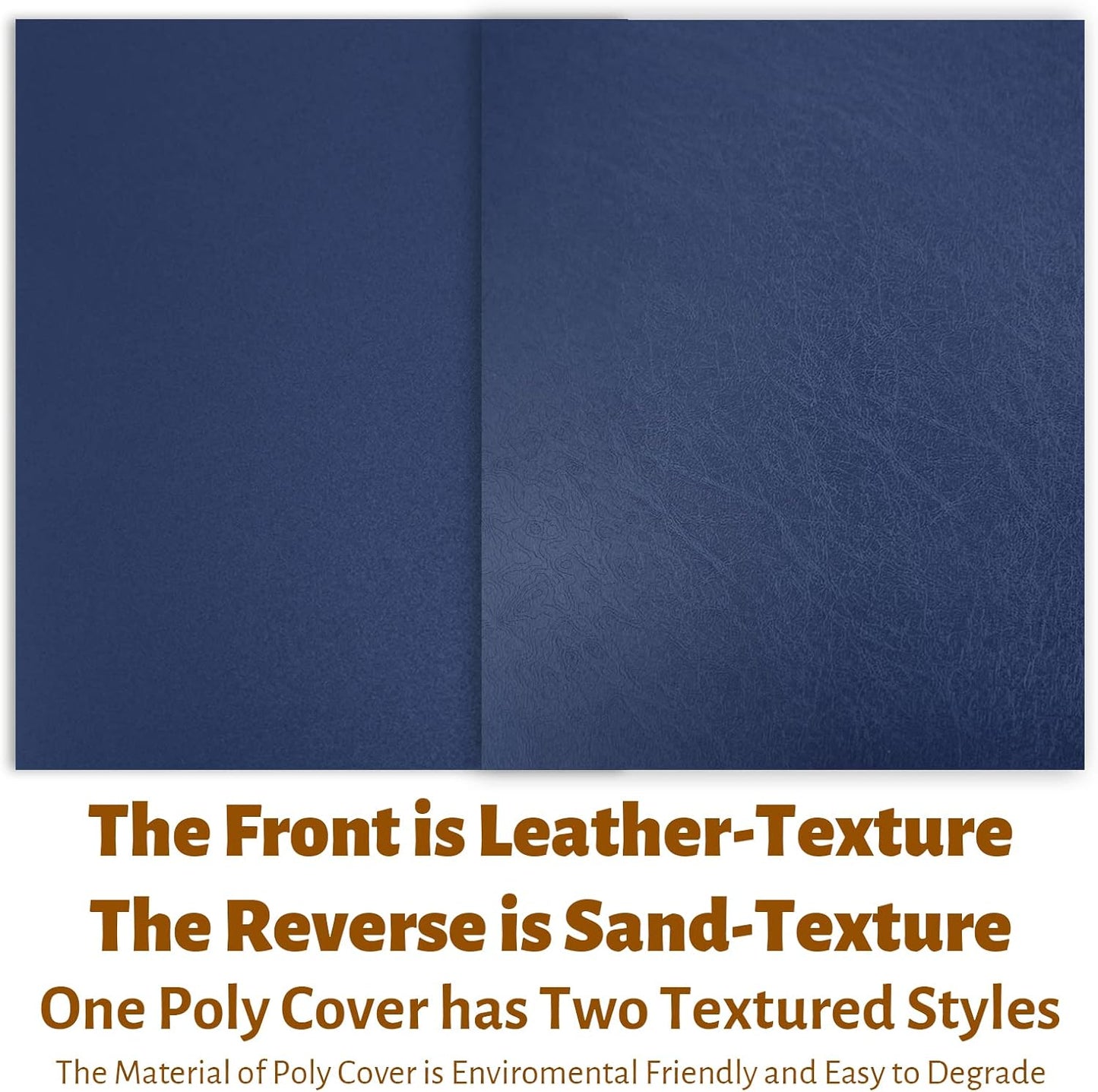 Binditek 50 Pack 16 Mil Leather-Textured Heavyduty Polycovers, Letter Size, Plastic Binding Presentation Back Covers, 8-1/2 x 11", Square Corners, Unpunched, Navy