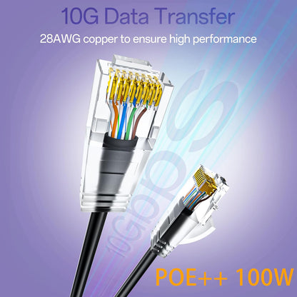 Cat6a Patch Cables 0.5ft (10 Pack) Slim, Cat6 Ethernet Patch Cable Pure Copper, Flexible Cat 6 Patch Cable 550MHZ 10G, Space-Saving Cat 6A Network Cables for Patch Panel, Black