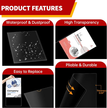 Magnetic Sign Holder 8.5 x 11 - Rigid Plastic Wall Sign Holder Reusable Adhesive Frames, Magnetic Frame for Refrigerator Door Window, Clear Rigid Print Protectors for Paper Picture, 5 Pack