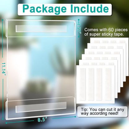 Aheroi 30Pcs Acrylic Sign Holder 8.5 x 11, Clear Wall Sign Holder 8.5 x 11 Wall Mount with 60 Tape, No Drilling Acrylic Wall Frame Paper Holder Document Holder for Office Home Restaurant