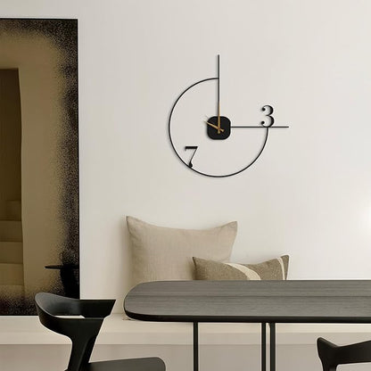 Minimalist Wall Clock 20-Inch – Black Metal, Silent Non-Ticking Quartz, Sleek Contemporary Design for Living Room, Kitchen, Office