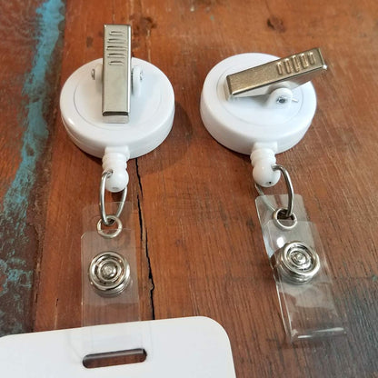 Bulk 100 Pack - Premium Retractable Badge Reels with Alligator Swivel Clip on Back by Specialist ID (White)
