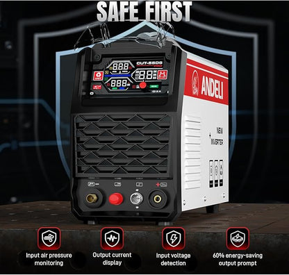 ANDELI Plasma Cutter 55A,Non-HF Non-Touch Pilot Arc，1'' Max Cut, 4-In-1 Plate Cutting/Grid Cutting/Gouging/Marking，Upgraded LED Display,Post Flow/2T/4T,110/220V IGBT Inverter for home, workshop