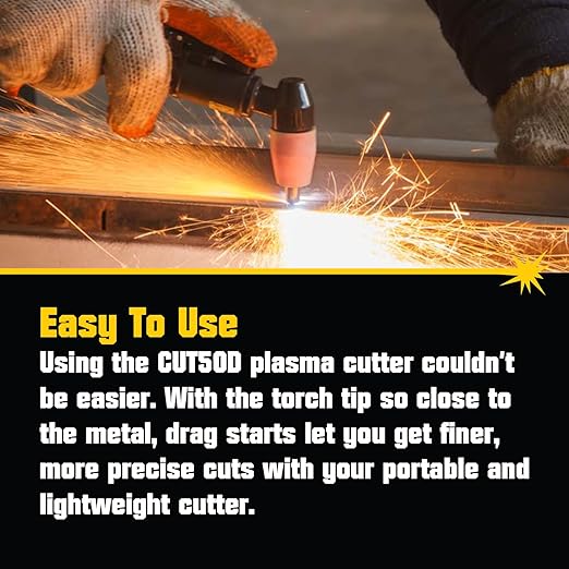 PrimeWeld 50A Air Inverter Plasma Cutter, Portable Plasma Cutting Machine, Premium and Rugged Plasma Cutter Kit, Automatic Dual Voltage 110V/220V AC with Plasma Torch, 1/2" Clean Cut, CUT50D