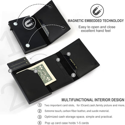 Aiuwo Airtag Wallet for Men,Mens Wallet Card Holder,Smart,Slim,Minimalist Wallet,Credit Cards Holder RFID Blocking Wallet (Airtag Wallet, Crazy Horse Black)