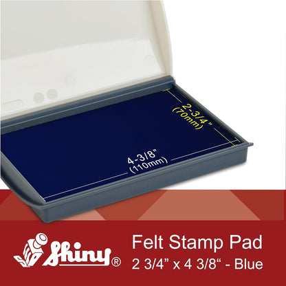 Shiny Blue Ink Stamp Pad, 2-3/4" by 4-3/8" Surface Area, Felt Stamp Pad with Blue Water-Based Stamp Ink