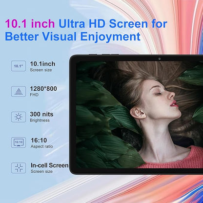 Tablet 10 inch Android 15 Tablets 30GB RAM 128GB ROM 1TB Expand, 8000mAh Octa-Core Tablets with Keyboard Mouse, HD IPS Display, Gemini AI, GPS, 5G WiFi, Widevine L1, Split-Screen - Metal Black