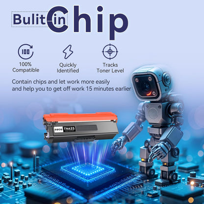TN433 Toner Cartridge Set 4 Pack(with chip) Compatible Replacement for Brother tn436 tn431 tn433bk tn 436bk Toner for MFC-L8900CDW HL-L8360CDW HL-L8260CDW MFC-L8610CDW Prints