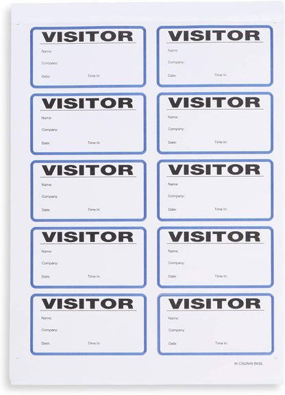 Blue Summit Supplies Visitor Badge Log Book with Duplicate Record, 250 Stickers per Pack, School Visitor Stickers, Guest Badge Book, Visitor Log Book