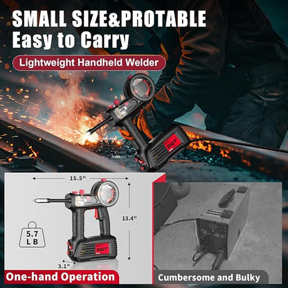 AWT 100A Handheld MIG Welder Machine,110V Flux Core MIG Welder Machine,Portable Gasless MIG Welding Machine,Hand Held Inverter Wire Feed Welder