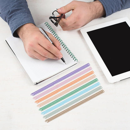 120 Pack Plastic Spiral Binding Coils Binder Binding Spirals Rings Multi Size Spiral Binding Wire Combs Spines Coils, 4:1 Pitch (Pastel Color, 1/4 Inch)