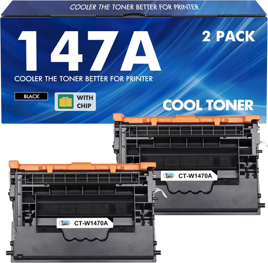 147A Black Toner Cartridge (with Chip) Compatible for HP 147A Toner Cartridge 147X W1470A W1470X for Enterprise M610n M611dn M611x M612dn M612x MFP M634h M635fht M635h M636fh Printer Ink 2-Pack