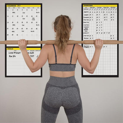 Dry Erase Workout Calendar Poster - Fitness Planner with To-Do List, Notes Section for Home Gym Tracking