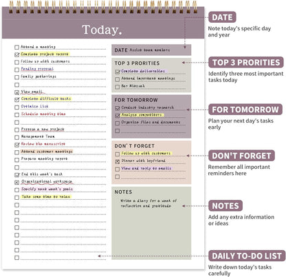 To Do List Notepad, 52 Undated Sheets （8.5"×11"）Duplex-printed Daily Planner For Work Home School Office Desk Accessories Supplies & Goal Setting Tasks- Purple