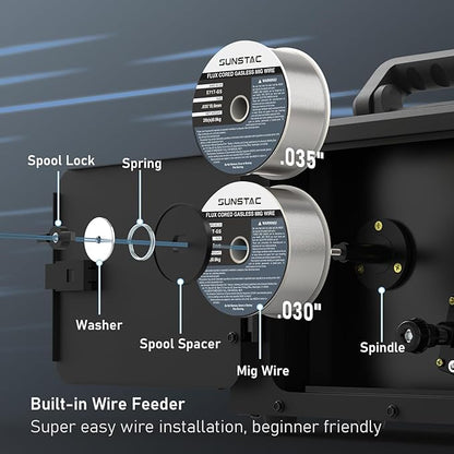 MIG Welder, 140A 110V Flux Core/Stick/Lift TIG 3 in 1 MIG Welding Machine, Gasless MIG with IGBT Inverter Synergic Control, Digital Screen Display, Over Loading Protection Beginner Friendly