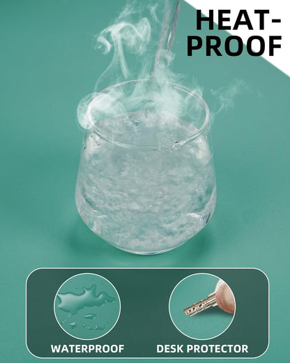 Leather Desk Pad Protector, Mouse Pad, Office Mat, Non-Slip PU Leather Blotter, Laptop Desk Pad, Waterproof Writing Pad for Office and Home (Light Green, 31.5" x 15.7")