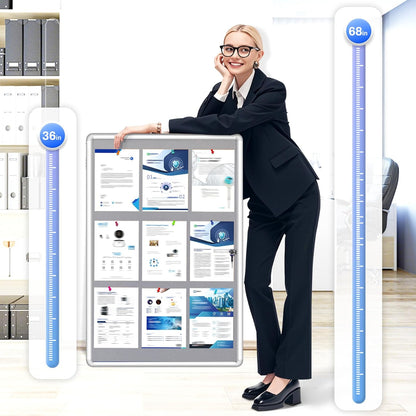 Magula 36"x24" Enclosed Bulletin Board Tamper-Proof Dispaly Case, Aluminium Frame, Shatter Resistant Lockable Bulletin Board, Lockable Noticeboard