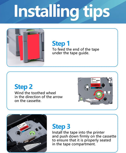 Weemay 3 Pack TZe451 24mm Black on Red Laminated Label Tape Compatible with Brother Label Maker Tape TZe-451 TZe 451 TZ-451 TZ451 for PTouch PT-E500 PT-D600 PT-P750W PT-P900W Printer, 1 in x 26.2 ft