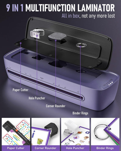 Laminator Machine 13 Inch Wide Thermal Lamination 9 in 1 Cold Hot A3 Laminating Machine for Teacher Personal, 60s Warm-Up No Jam laminator Machine 11x17 with 30 Laminating Sheets for Home Office Use