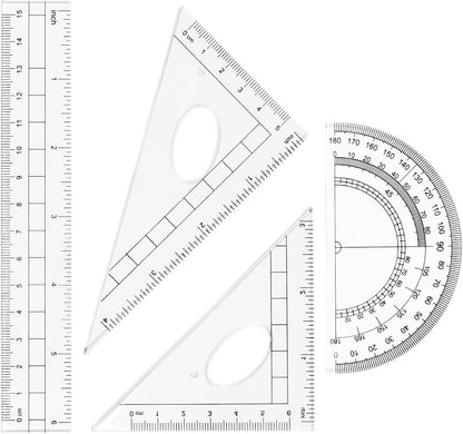 10 Pieces Math Geometry Kit Set Student Supplies with Shatterproof Storage Box,Includes Rulers,Protractor,Compass,Eraser,Pencil Sharpener,Lead Refills,Pencil,for School and Drawings（Blue）