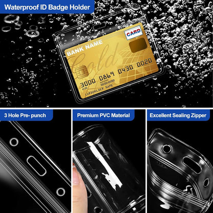 10 Pcs Clear Plastic Horizontal Name Badge ID Card Holders