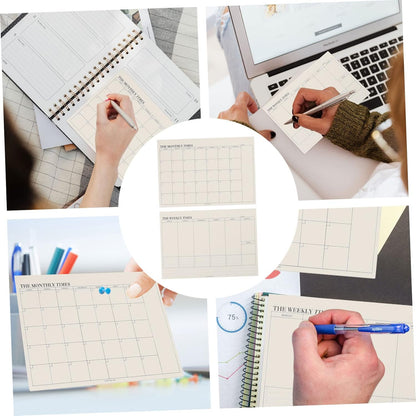 STOBOK 2pcs Tear- Notebook Daily for Monthly Memo Paper Time Planning Weekly Task Checklist Off Management Planner Noting Students Book Notepad Calendar Pad Home Schedule Agenda