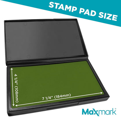 MaxMark Large Premium Olive Green Ink Stamp Pad - 4-1/4" by 7-1/4" - Premium Quality Felt Pad