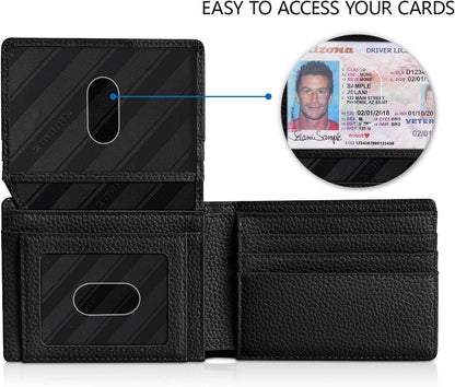 RUNBOX Wallet for Men Slim Rfid Leather 2 ID Window With Gift Box