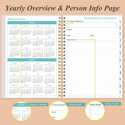 2025-2026 Planner - Academic Planner 2025-2026 from July 2025 - June 2026, Weekly & Monthly Planners Spiral Bound with 12 Monthly Tabs, Inner Pocket, 6.4" x 8.5", Rose