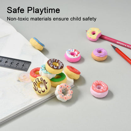 Donut Erasers for Kids Bulk, 24 Pieces 3D Cute Fun Food Erasers for Party Favors Classroom Prizes