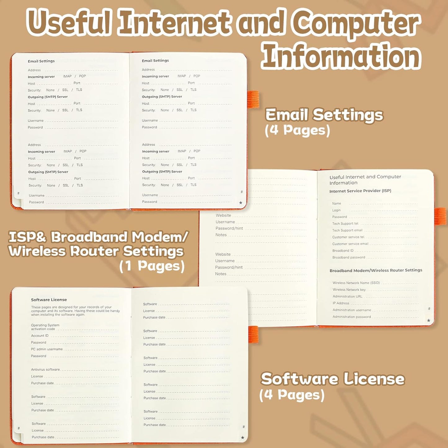 DAOFARY Password Book with Alphabetical Tabs - Small Password Keeper Book (5.6 * 4.3 in) with Inner Pocket, Hardcover Password Keeper Notebook for Log Internet Website Information (Dark Blue)