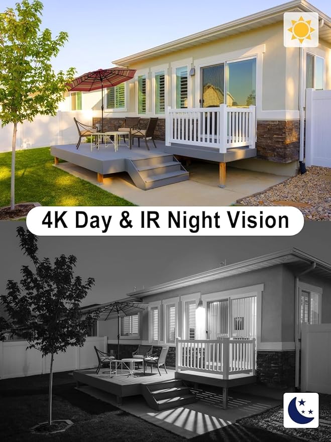 Anpviz 4K PoE IP Camera Outdoor, 8MP Smart Dual Light Turret Camera, Human/Vehicle Detection, 2.8mm Lens Wide Angle, Full Metal Housing, Built-in Mic, 120dB WDR, IP67 Waterproof, No Adapter