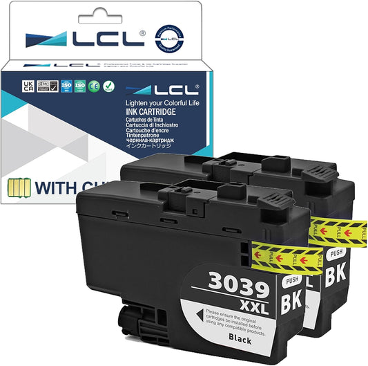 LCL Compatible Ink Cartridge Pigment Replacement for Brother LC3039 XXL LC3039XXL LC3039BK MFC-J5845DW MFC-J5845DW MFC-J5945DW MFC-J6945DW MFC-J6545DW MFC-J6545DW XL (2-Pack Black)